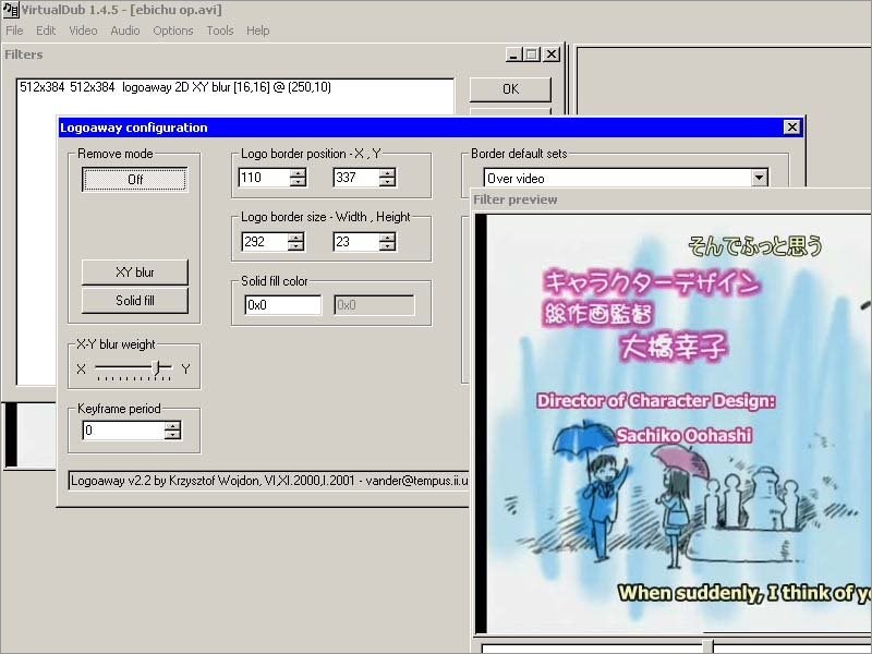 Phần mềm Virtualdub Logoaway filter