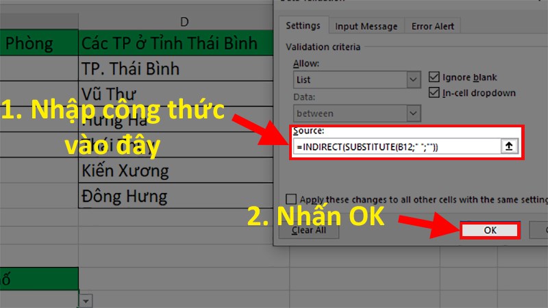 Ở phần Source bạn nhập công thức > Nhấn OK