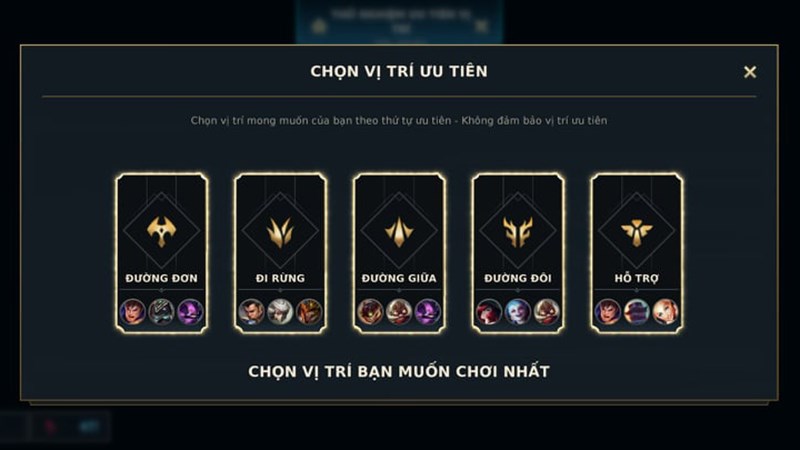 Chọn một vị trí bạn muốn được chơi nhất