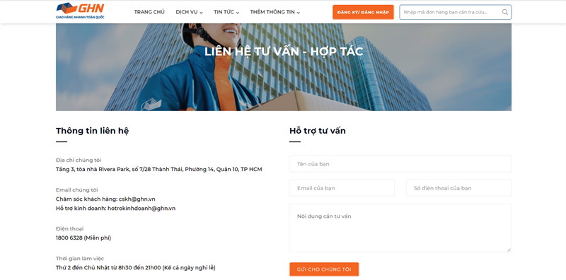 Website liên hệ GHN