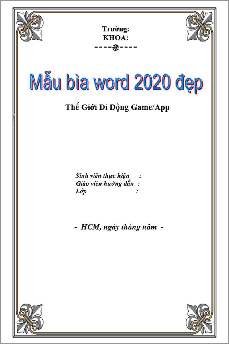 Mẫu bìa word 2020 mẫu số 3