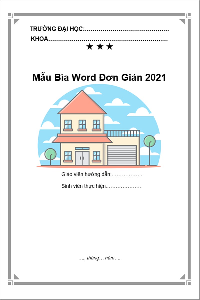 Mẫu bìa word đơn giản 2021 mẫu số 10