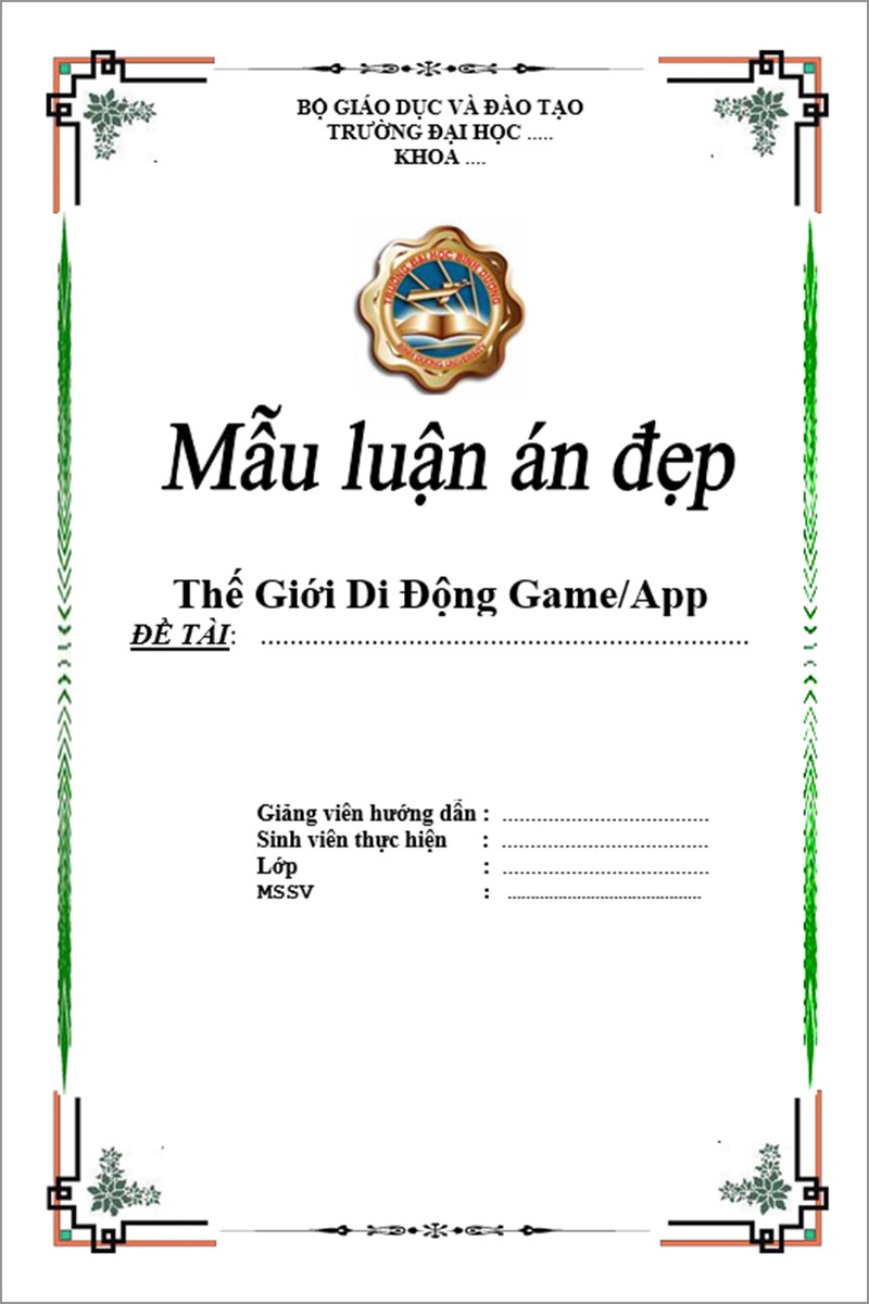 Mẫu 2 bìa word luận án