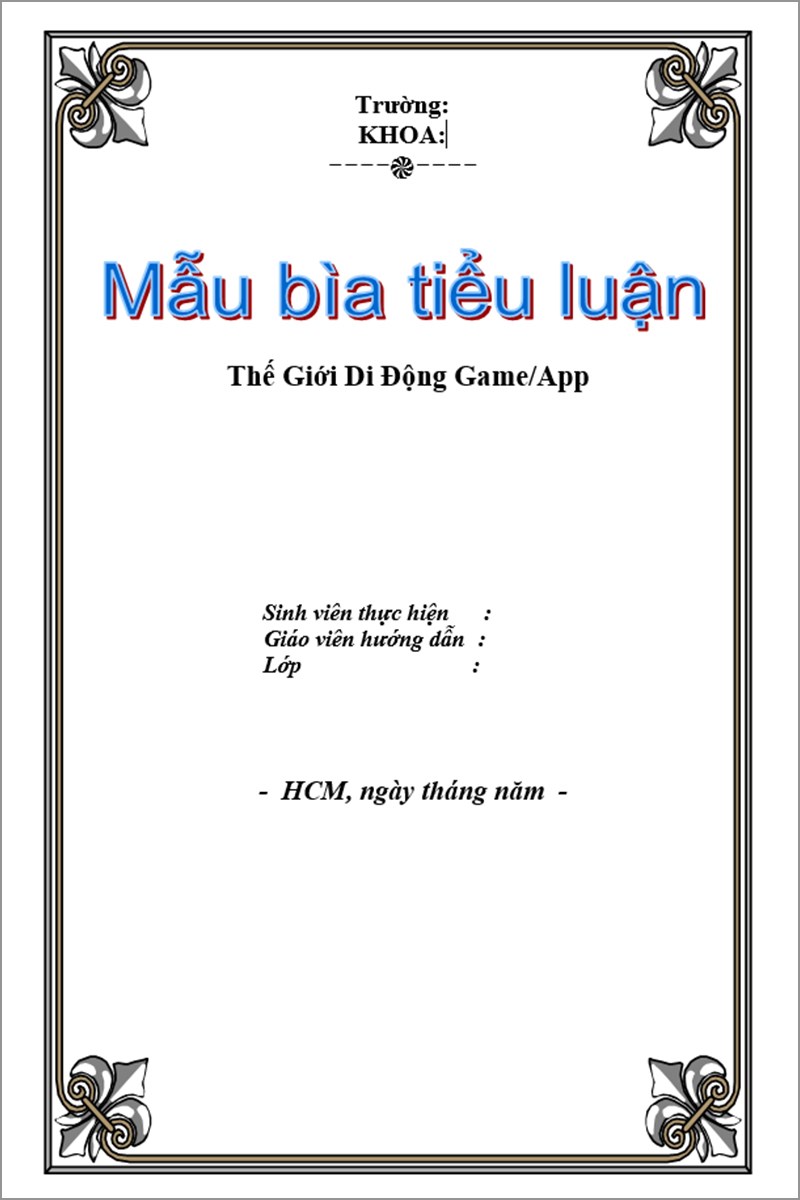 Top 33 Mẫu bìa tiểu luận đẹp file Word