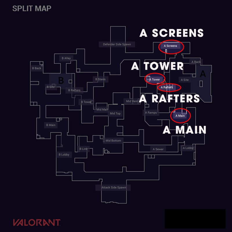 Những vị tr&iacute; quan trọng trong Bombsite A