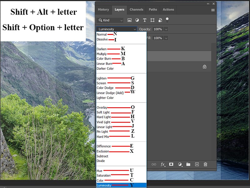 Thao tác Blending Mode d&ecirc;̃ dàng hơn với các phím tắt