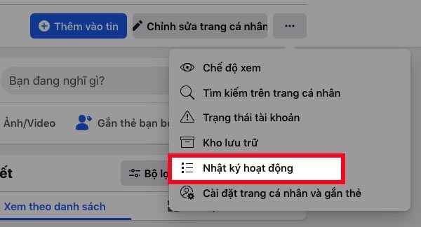 Chọn Nhật ký hoạt động