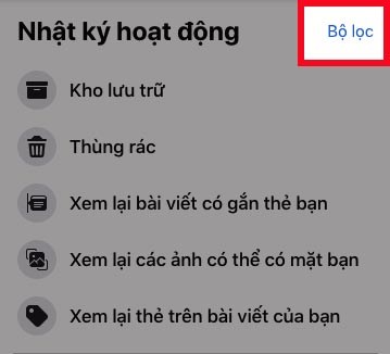 Nhấn vào Bộ lọc