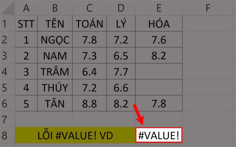 Lỗi #VALUE! trong Excel. Lỗi #VALUE! trong Excel.