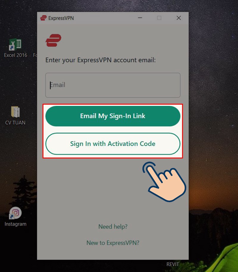 Ở đây bạn có thể đăng nhập bằng 2 cách: Email hoặc Code.