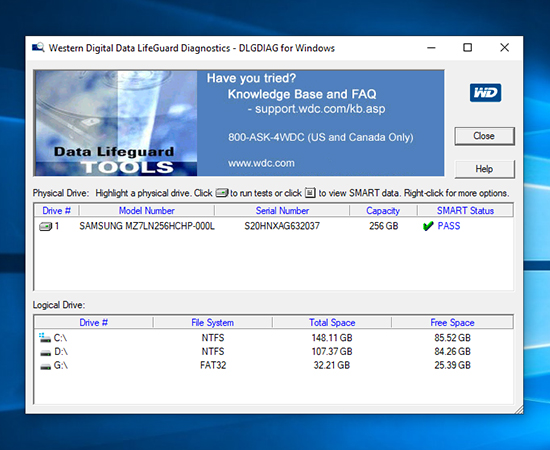 Western Data Lifeguard Diagnostic