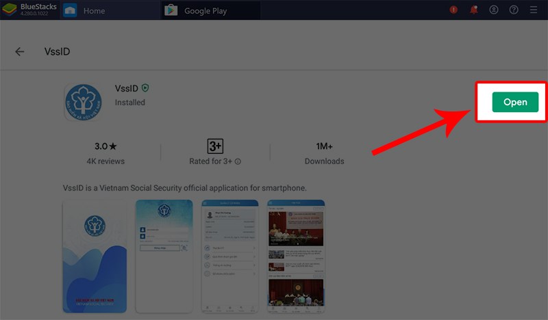 Chọn Open để mở ứng dụng VssID