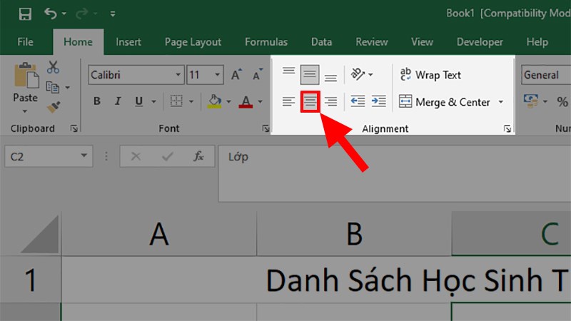 Cách căn chữ giữa ô trong Excel