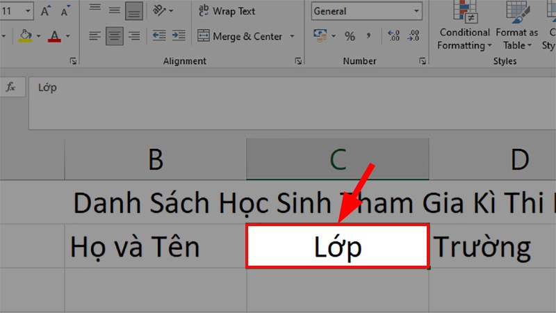 Cách căn chữ giữa ô trong Excel