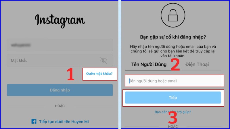 Nhấp vào đường dẫn đặt lại mật khẩu để đổi mật khẩu Instagram