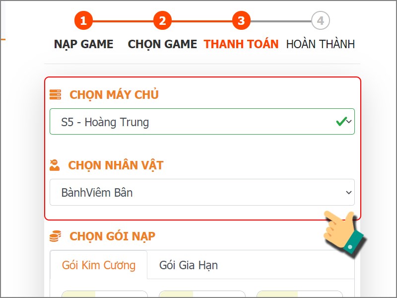 Chọn nh&acirc;n vật của bạn
