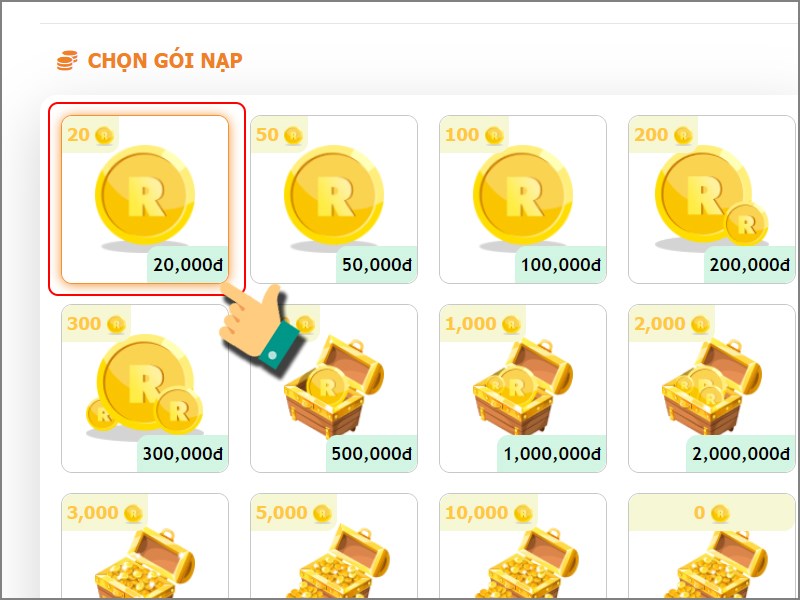 Chọn g&oacute;i nạp