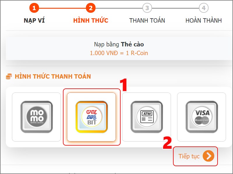 Chọn thanh to&aacute;n bằng thẻ c&agrave;o