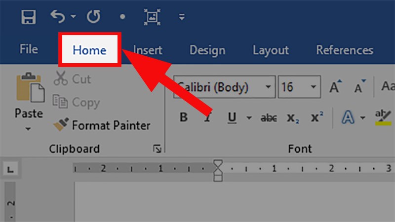 Mở file Word cần tạo đường gạch ngang > Chọn thẻ Home