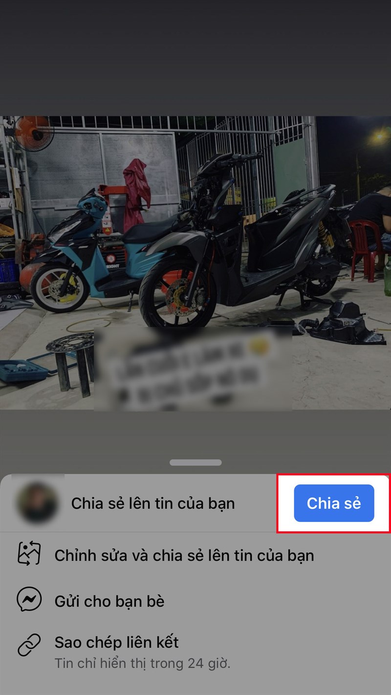 Chọn Chia sẻ nếu bạn muốn chia sẻ ngay m&agrave; kh&ocirc;ng cần chỉnh sửa tin