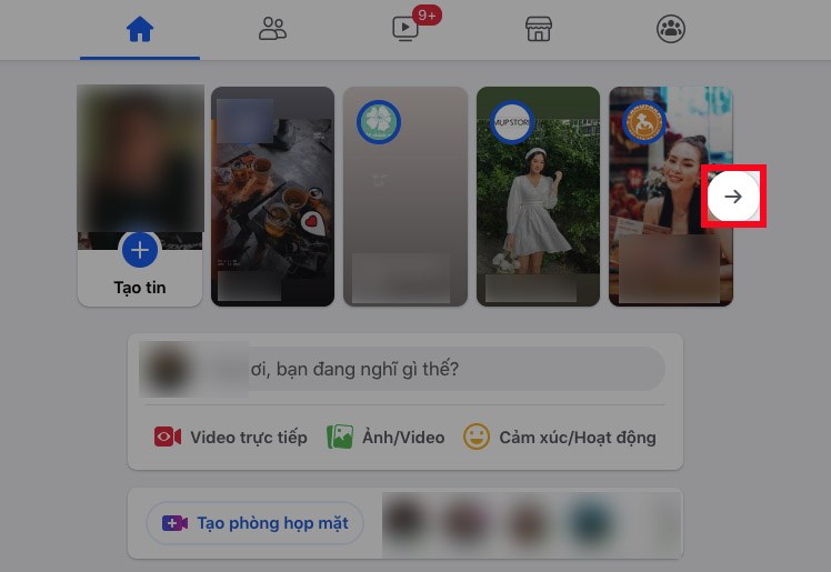 Mở Facebook tr&ecirc;n m&aacute;y t&iacute;nh > Nhấn v&agrave;o biểu tượng mũi t&ecirc;n b&ecirc;n phải mục Tạo tin để xem tất cả tin m&agrave; bạn b&egrave; của bạn đ&atilde; đăng trong 24 giờ qua