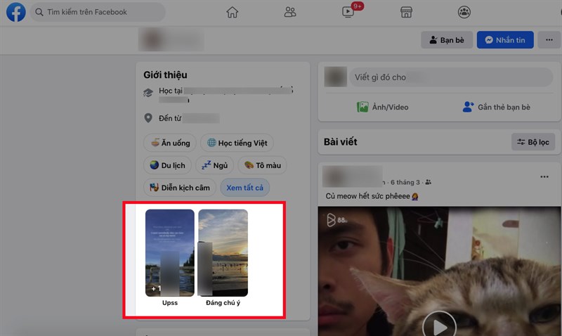 Chọn bạn b&egrave; m&agrave; bạn muốn xem story cũ của họ > K&eacute;o xuống Tin nổi bật&nbsp;ở mục Giới thiệu