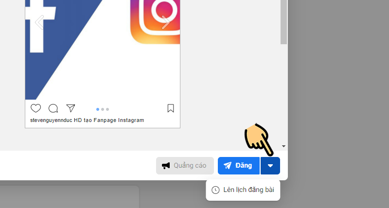 Click v&agrave;o L&ecirc;n lịch đăng b&agrave;i để hẹn giờ đăng