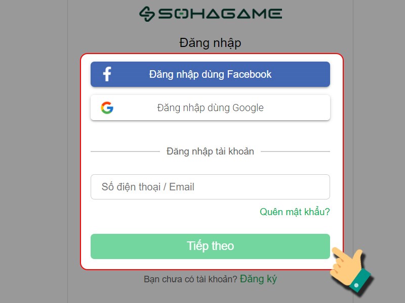 Đăng nhập t&agrave;i khoản game
