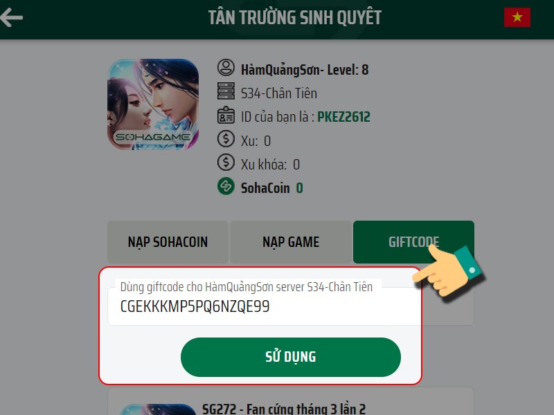 Nhập code bạn c&oacute;