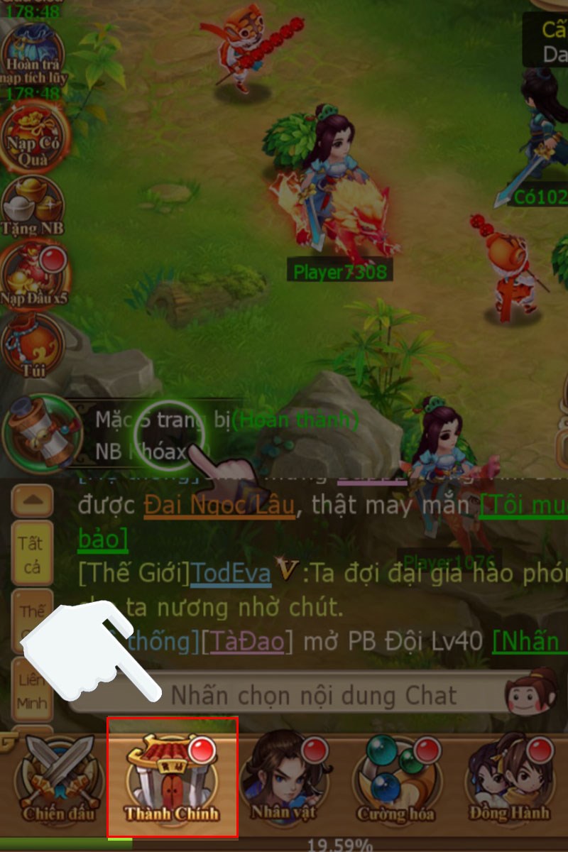 Tại giao diện trang chủ bạn nhấn vào mục Thành Chính