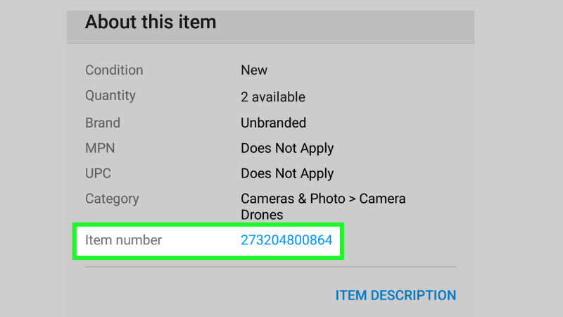Item number có trong item decrepsiom 