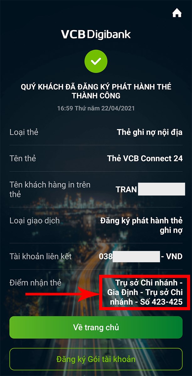 Thông báo đăng ký thành công