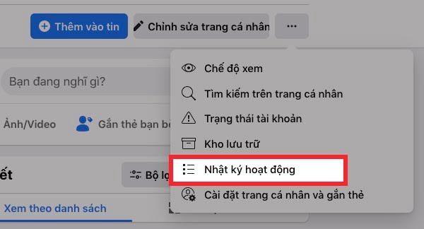 Chọn Nhật ký hoạt động