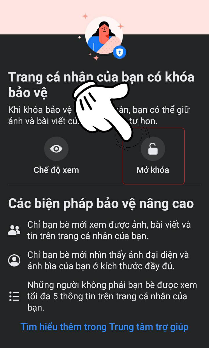 Chọn Mở khóa