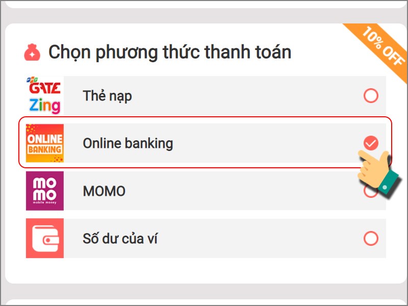 Chọn Online banking