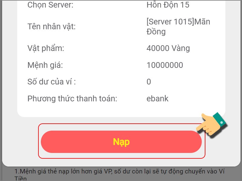 Nhấn Nạp