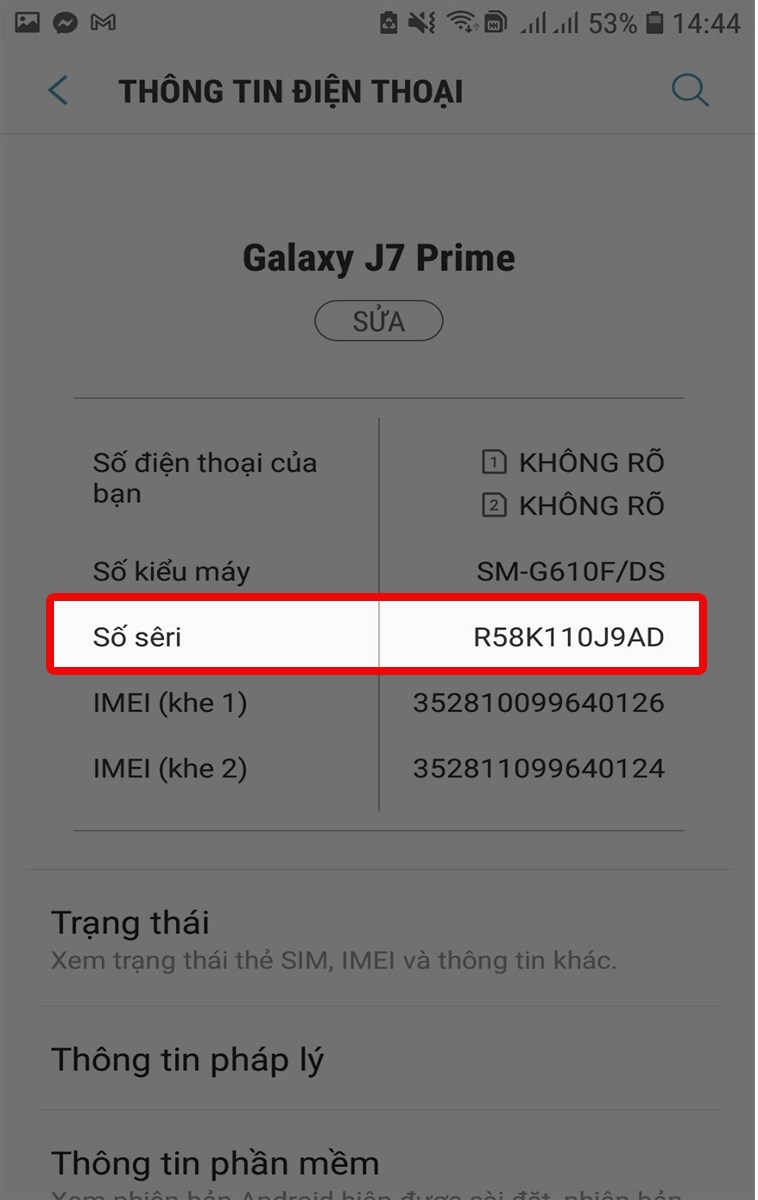 Thông tin về serial number