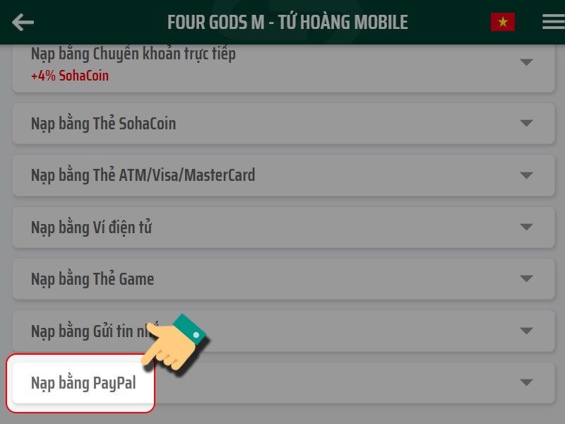 Nạp bằng Paypal Nạp bằng Paypal