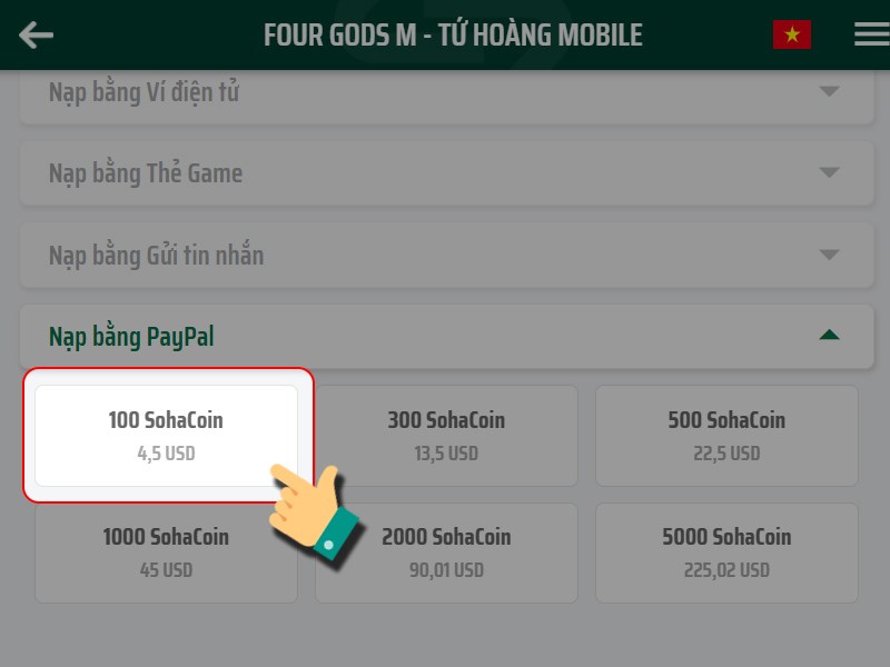 Chọn gói nạp Chọn gói nạp