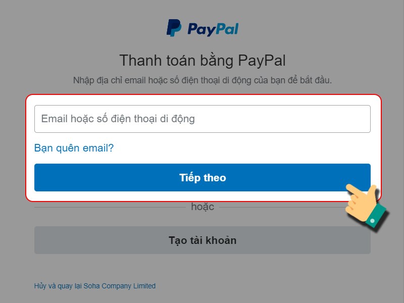 Đăng nhập PayPal để thanh toán Đăng nhập PayPal để thanh toán