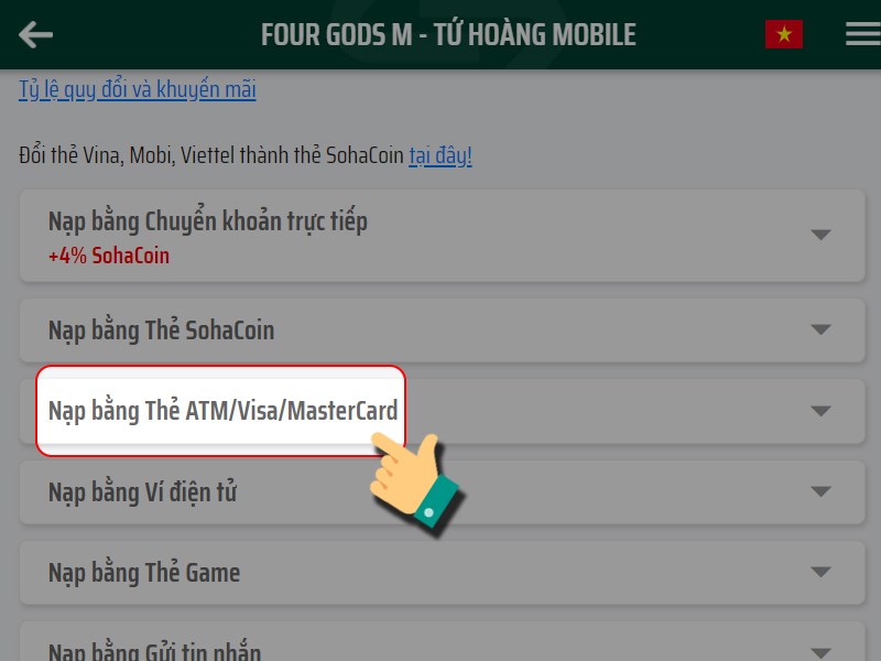 Chọn phương thức thanh toán là Thẻ ATM/ Visa/ MasterCard/ VNPAY Chọn phương thức thanh toán là Thẻ ATM/ Visa/ MasterCard/ VNPAY
