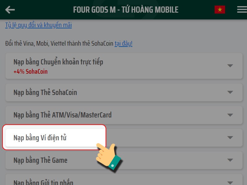 Chọn phương thức thanh toán là Ví điện tử Chọn phương thức thanh toán là Ví điện tử