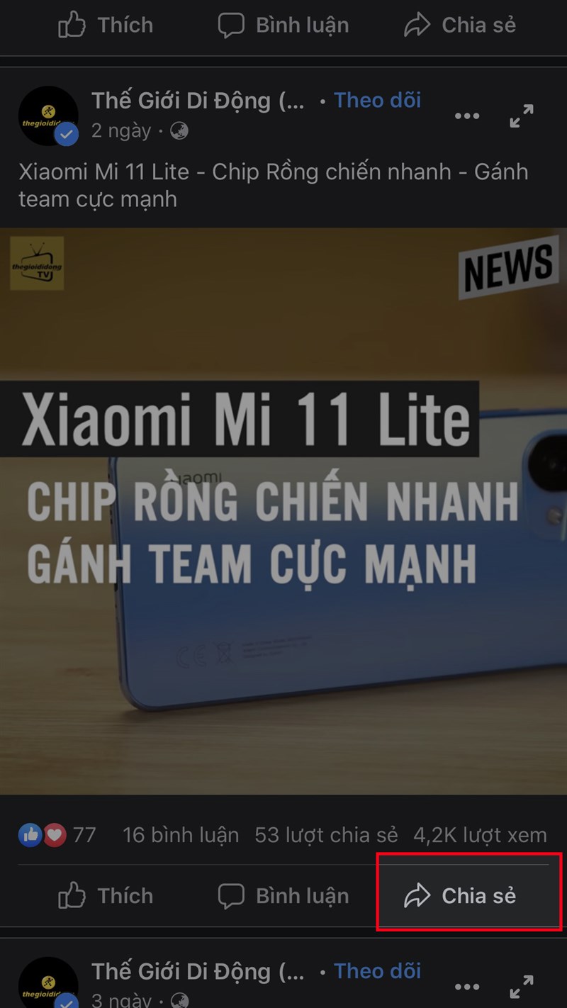 Mở Facebook, chọn video m&agrave; bạn muốn chia sẻ từ b&agrave;i đăng của người kh&aacute;c > Nhấn v&agrave;o biểu tượng mũi t&ecirc;n ở g&oacute;c dưới b&ecirc;n phải b&agrave;i đăng