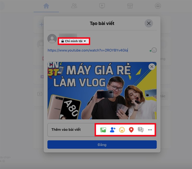 Bên cạnh đó, bạn có thể chỉnh sửa quyền riêng tư của đường dẫn URL mà bạn chia sẻ hoặc chèn ảnh, video, gắn thẻ bạn bè, thêm vị trí ở mục Tạo bài viết