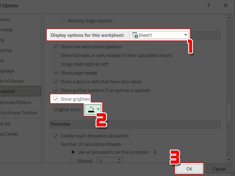 Tick chọn các mục Tick chọn các mục