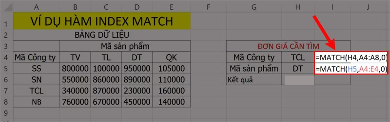 Dùng hàm MATCH để tìm vị trí.