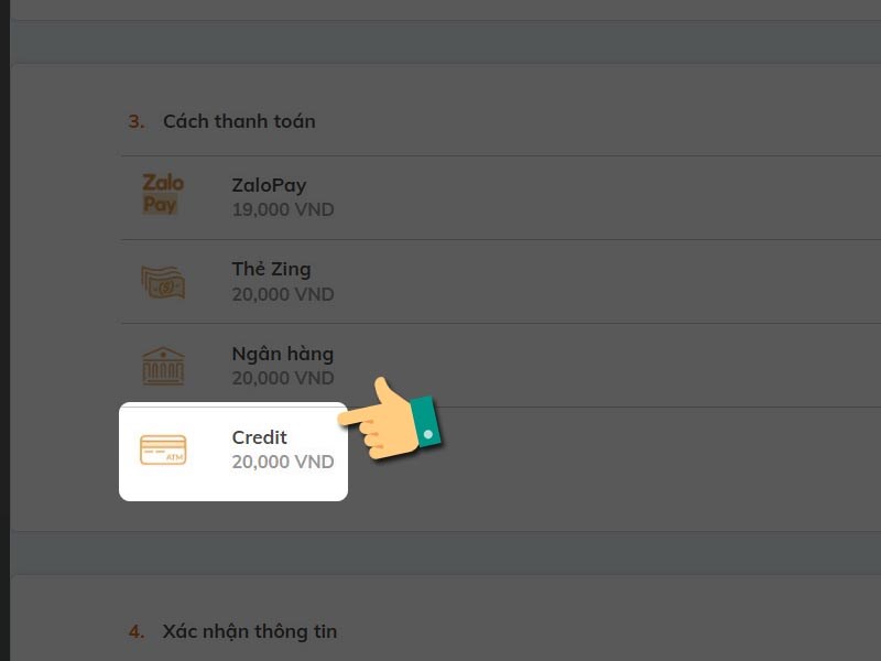 Thanh toán bằng Credit