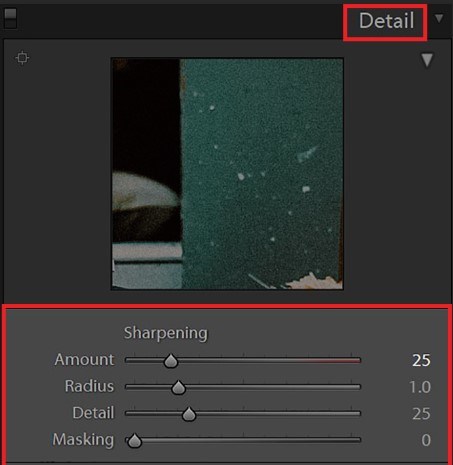 Nhóm thông số Sharpening mục Detail trong Lightroom CC