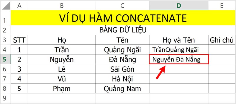 Nhấn Enter để hiển thị kết quả