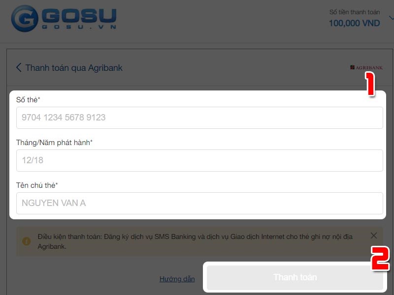 Điền th&ocirc;ng tin thanh to&aacute;n